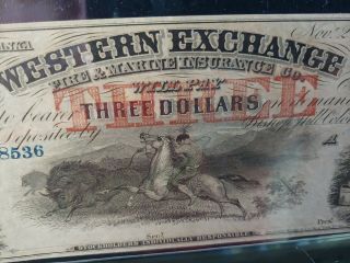 1857 $3 Western Exchange Omaha City NE Ch.  Unc. 3