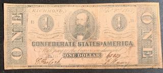 1862 $1 Us Confederate States Of America Richmond 4