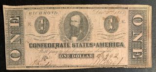 1862 $1 Us Confederate States Of America Richmond 6