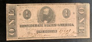 1862 $1 Us Confederate States Of America Richmond 16
