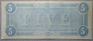 Civil War Relic Confederate $5.  00 Note, .  Unbent & Unwrinkled. 2