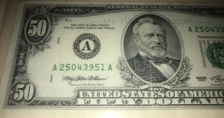 1993 $50 Dollar Bill,  Good Cond.  Obverse Ink Error Boston A25043951A 3