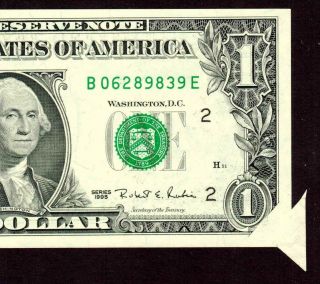 Error :: $1 1995 Federal Reserve Note " Cutting Error " Printed Fold