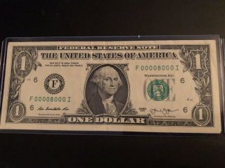 Fancy Serial Number “00008000” 7 Of A Kind Low Serial Number $1 2013 Seven Zeros