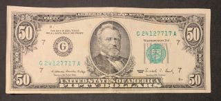 1988 Series $50 Note,  Chicago District S G 24127717 A 2