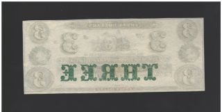 1850 ' s ENGLAND COMMERCIAL BANK PORT RI 3 THREE DOLLAR NOTE NT0376 2