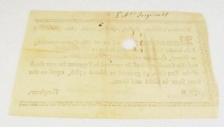 1786 Early American Boston Massachusetts Treasurer ' s Office 1/3 Tax Certificate 2