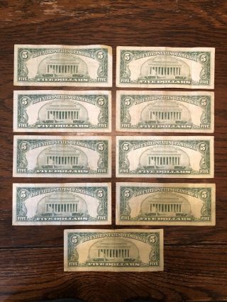 1963 Five Dollar Bills Red Seal Note - 2