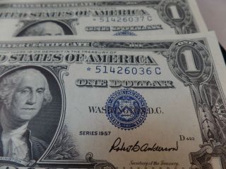 (3) 1957 $1 STAR SILVER CERTIFICATE UNC,  SEQUENTIAL ORDER 3