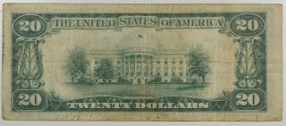1929 $20 FEDERAL RESERVE BANK NOTE - YORK,  NY - F - 1870 - B VERY FINE 2