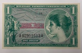 $1 Military Payment Certificate Series 651 Uncirculated 2