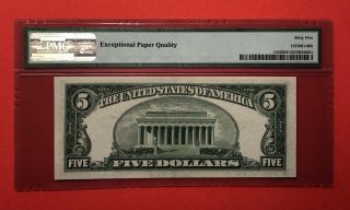1953A - $5 LEGAL TENDER RED SEAL NOTE,  GRADED BY PMG,  GEM UNC 65 EPQ. 3