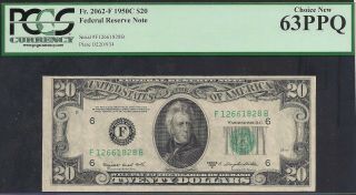 1950c Us Bank Note $20 Frn F 2062 - F Smith/dillon Pcgs 63ppq Choice Tmm