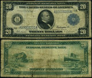 Fr.  966 $20 1914 Federal Reserve Note Boston Vg