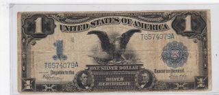 Kappyscoins 11832 1899 $1.  00 Black Eagle Large Silver Certificate Circulated