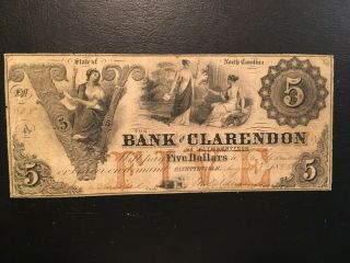 Usa 5 Dollars Obsolete 1855 - - Bank Of Clarendon - - - Fayetteville,  Nc