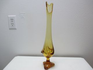 Vintage Viking Glass Vase 17 1/8 " Tall Epic Drape Amber