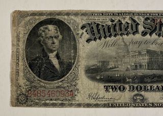 1917 $2 Two Dollar Bill USA Large Note Red Seal Jefferson 3