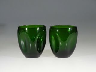 Set Of 2 Imperial Glass 675 Russel Wright Green Pinch Old Fashioned Tumblers
