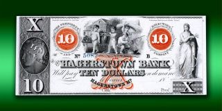 Maryland Hagerstown Bank $10 Gem Unc White Perfect Margins 2