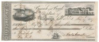$5000 1837 Bank Of Alabama,  Mobile Draft,  Alligator,  Steamship,  Vignettes