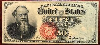 Usa Fractional Currency - Stanton - 50 Cents - 4th Issue - Fr - 1376 - Extra Fine,