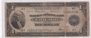 1914 $1 National Currency Chicago Old U.  S.  Large Note Low Serial Number