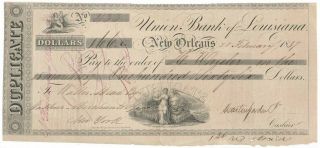 1837 Union Bank Of Louisiana Orleans Time Draft,  Rawdon,  Wright,  Hatch & Co.
