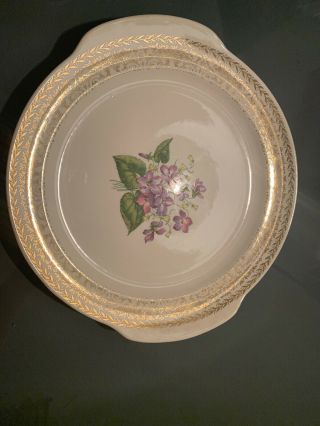 Cunningham & Pickett Spring Violet China Cake Plate 11 1/4 " 22 Kt Gold Trim