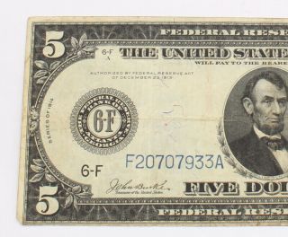 1914 UNITED STATES $5 - FIVE DOLLAR ATLANTA LARGE FEDERAL RESERVE NOTE 8445 - 5 3