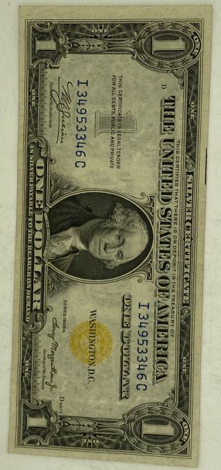 1935 $1 Yellow Seal Silver Certificate North Africa Note