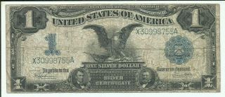 Series Of 1899 One Dollar Silver Certificate Black Eagle Note X30998755a