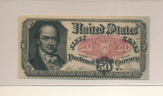 1875 50 Cent Fractional Currency Fifth Issue William H Crawford Note - Grad