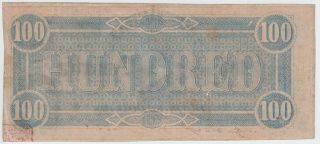 T65 CSA Confederate Currency 1864 $100 dollars 2