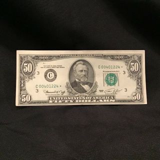 1974 Quarternary $50 Dollar Star Bill Fancy Low Serial Number 00401224