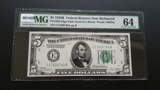 REDEEMABLE IN GOLD 1928B $5 FRN 