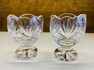 Set Of 2 Waterford Crystal Lafford Footed Votive Candle Holders 3.  75 " Tall