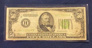 1934 $50 Federal Reserve Note St.  Louis H - A Block,  Fr - 2102h