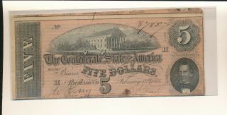 Confederate $5.  00 Consecutive Numbered Pair - 1864 T69 - Cu Notes (2) - Hot