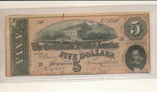 CONFEDERATE $5.  00 CONSECUTIVE NUMBERED PAIR - 1864 T69 - CU NOTES (2) - HOT 3