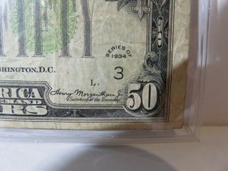 1934 $50 Fifty Dollar Small Size Federal Reserve Note 2