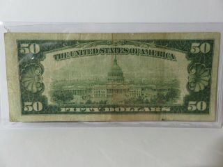 1934 $50 Fifty Dollar Small Size Federal Reserve Note 3
