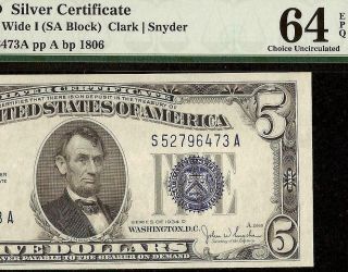 1934D $5 DOLLAR SILVER CERTIFICATE NOTE OLD PAPER MONEY PMG 64 EPQ EMBOSSING 2