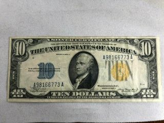 Series 1934A $10 Silver Certificate Yellow Seal North Africa WWII Emergency Note 2