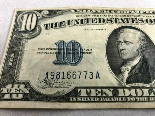 Series 1934A $10 Silver Certificate Yellow Seal North Africa WWII Emergency Note 3