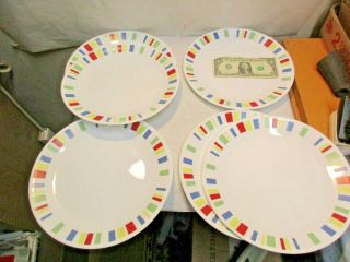 6 Vintage Corelle Memphis Pattern 10 " Dinner Plates That Are In Good Shape - Nr