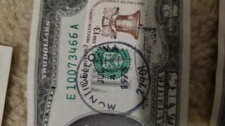 10 Consecutive Serial 1976 $2 Two Dollar Bill First Day Stamped at Monticello 3