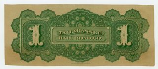 1860 ' s $1 The Tallahassee Rail Road Company - FLORIDA Note w/ TRAIN CU 2