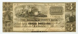 1839 $3 The Washington County Bank - Calais,  Maine Note