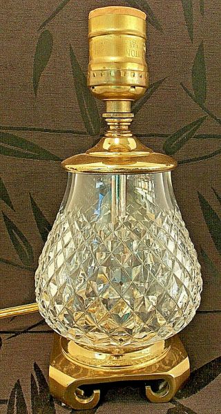 Vintage Waterford Crystal & Brass Lamp Asian Inspired Base Small Bedside Desk